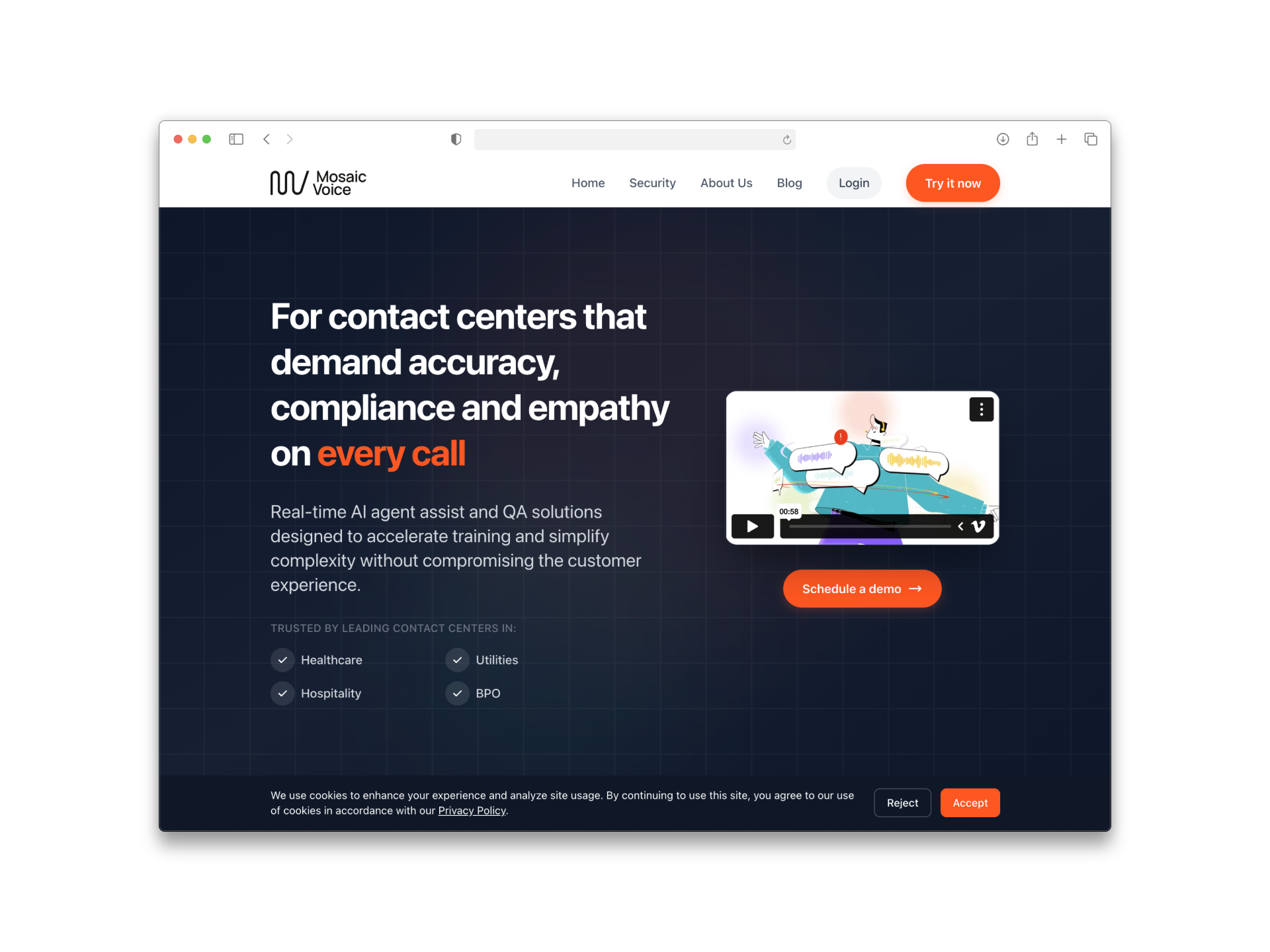 MosaicVoice website screenshot